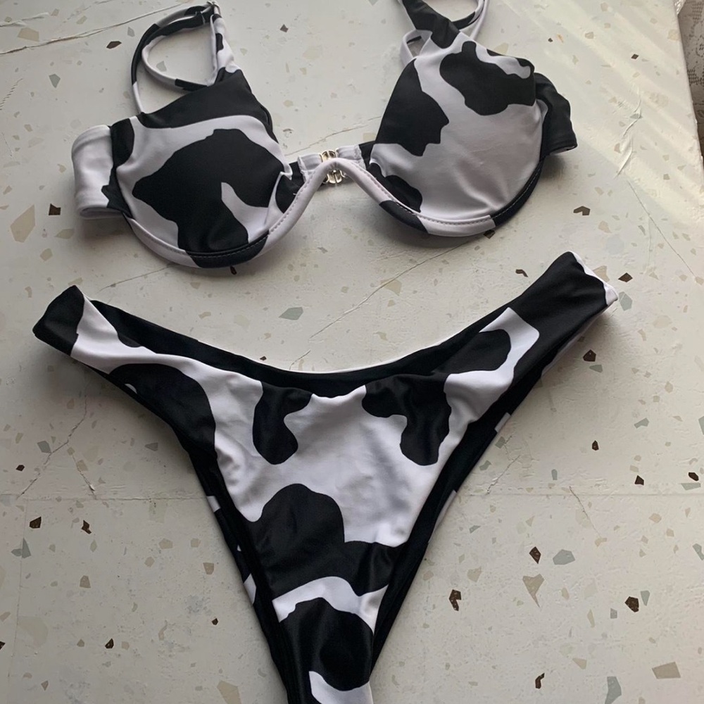 Zara cow print bikini set